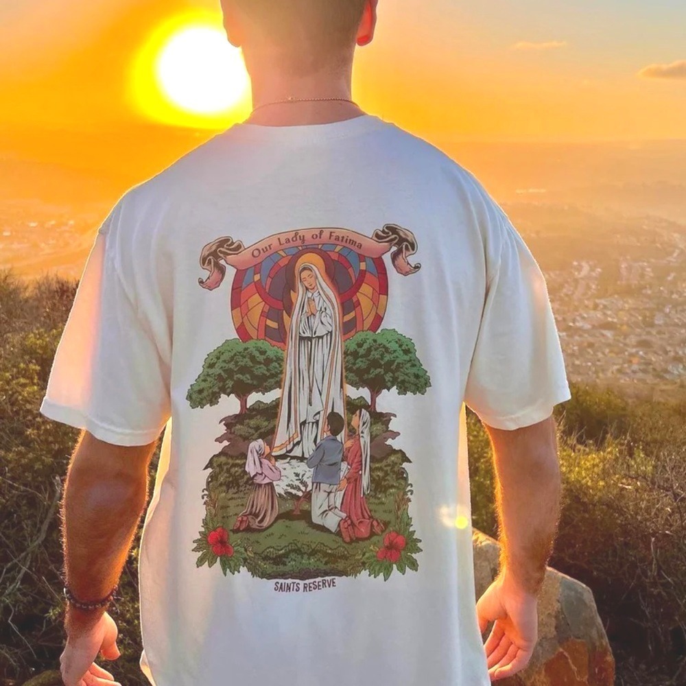 NEW Our Lady of Fatima Mens Shirt XXL 2X Catholic Rosary Mary Saints Reserve
